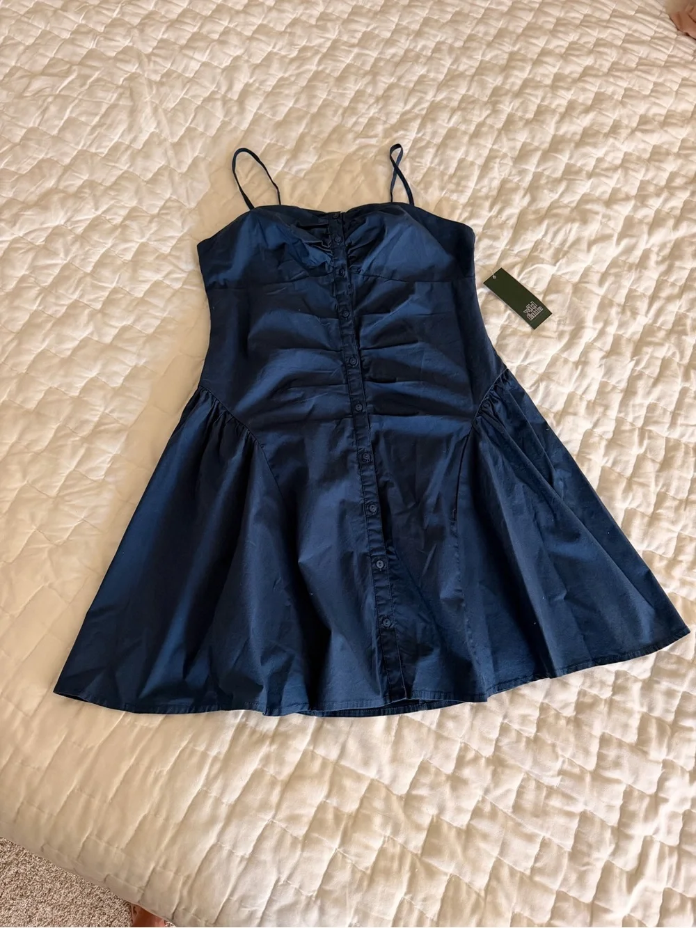 wild fable Navy Ruched Button-Front Mini Dress - Picture 4 of 6